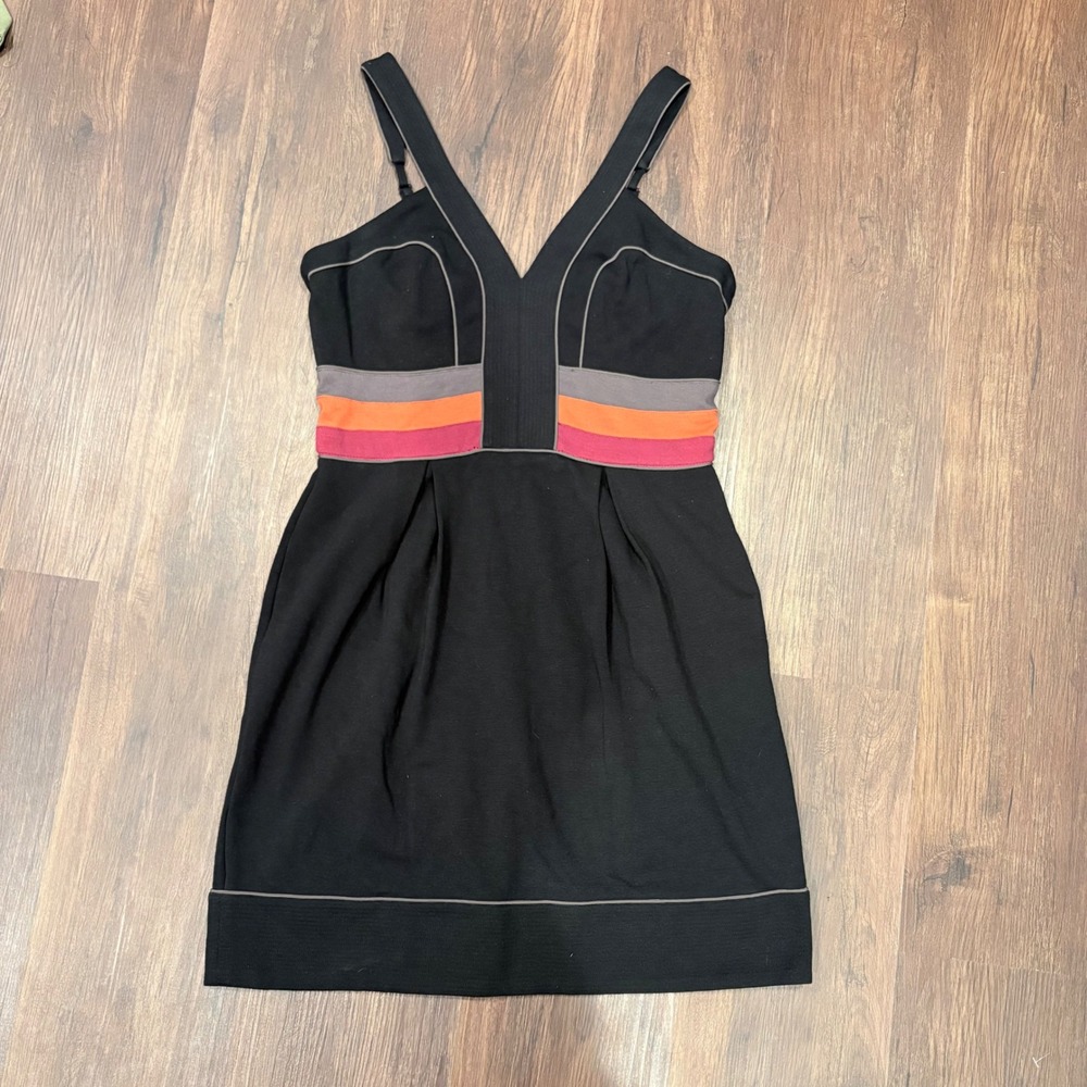 Autumn Wedding Guest Dress BCBGMAXAZRIA Authentic Y2K Black Colorblock Size 8